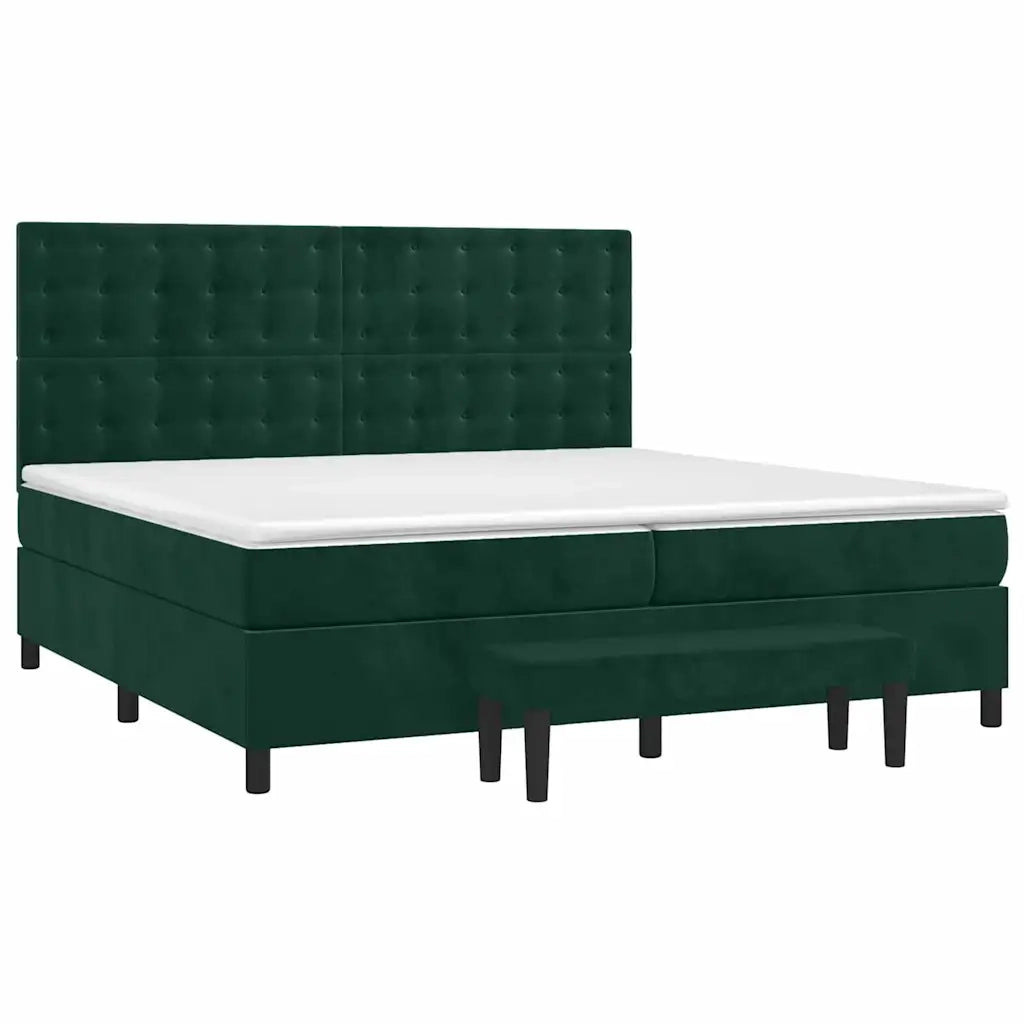 Giroletto a Molle con Materasso Verde Scuro 200x200 cm Velluto