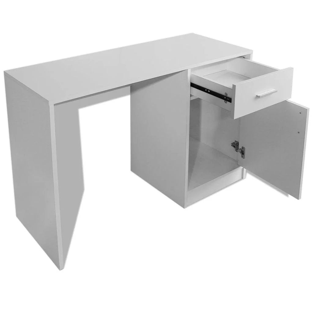 Scrivania per computer con cassetto e armadietto 100 cm bianco 0502060