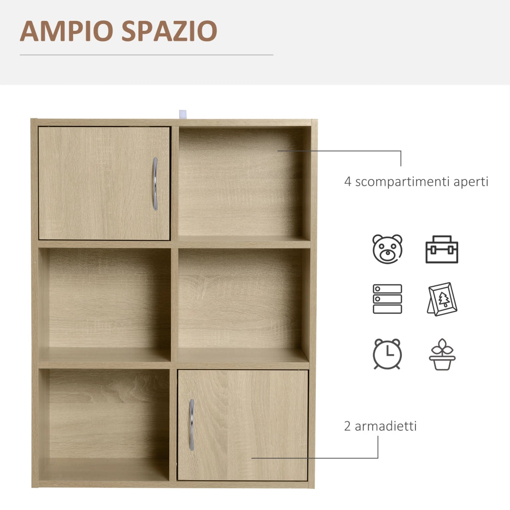 Libreria in Legno con Ripiani e Ante ¨C Zephmum ¨C 61.5x29.5x80 cm