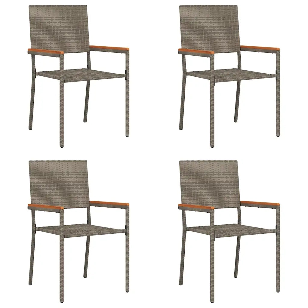 Sedie impilabili da giardino 4 pcs Grigio e Marrone