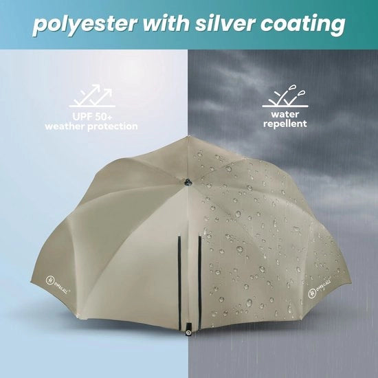 Parasole da spiaggia con finestra e protezione dal vento - resistente ai raggi UV - tessuto in poliestere kaki