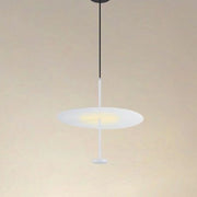 Trade Shop - Lampadario A Sospensione Luce 4000k Led 18w Disco Paralume Piatto Bianco Rotondo 33153 -