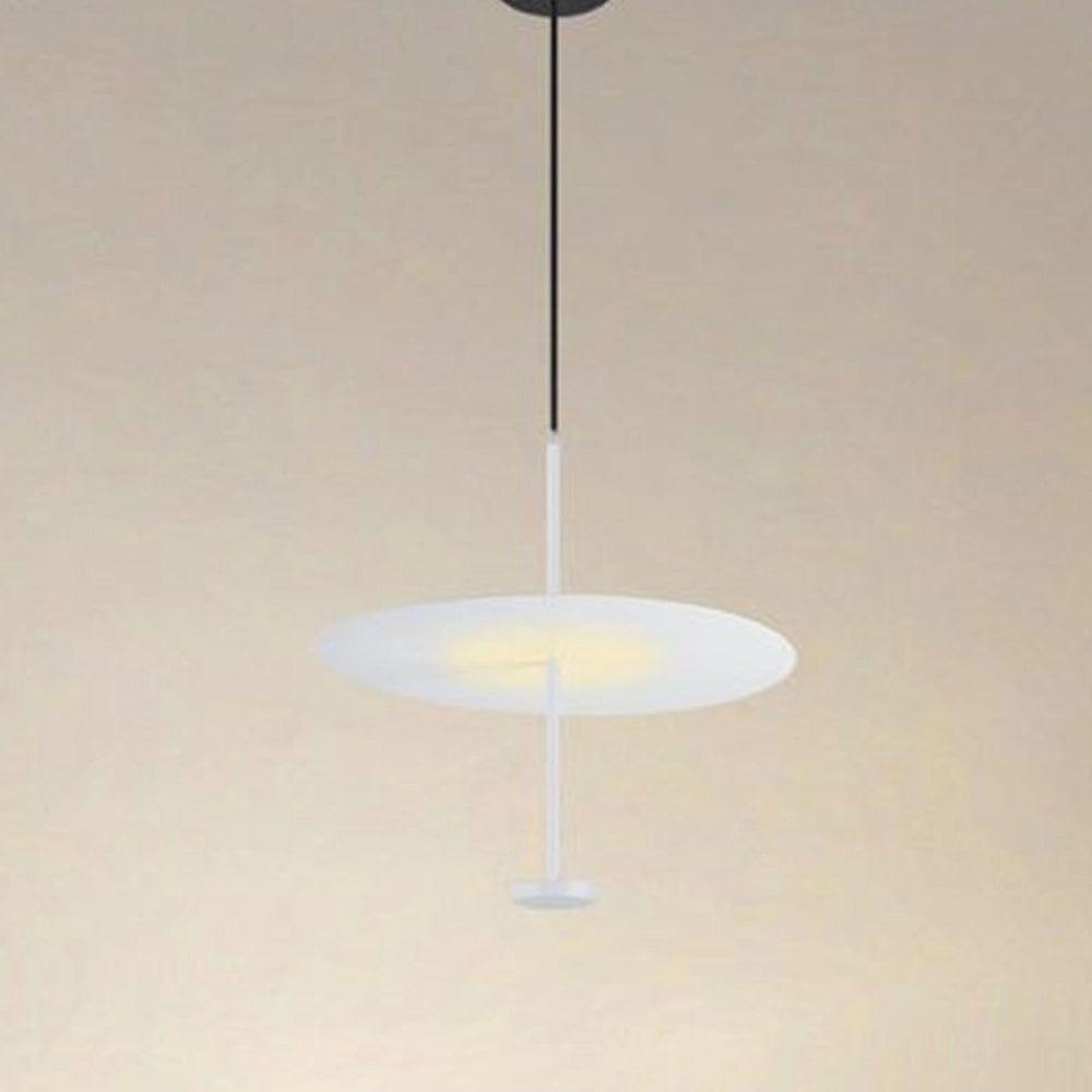 Trade Shop - Lampadario A Sospensione Luce 4000k Led 18w Disco Paralume Piatto Bianco Rotondo 33153 -