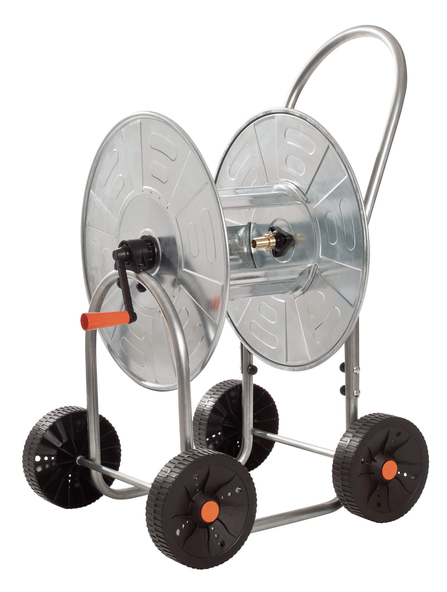 Carrello Avvolgitubo Manuale con Ruote 80 mt Tubo Ø3/4” in Acciaio Zincato Grigio Agrati