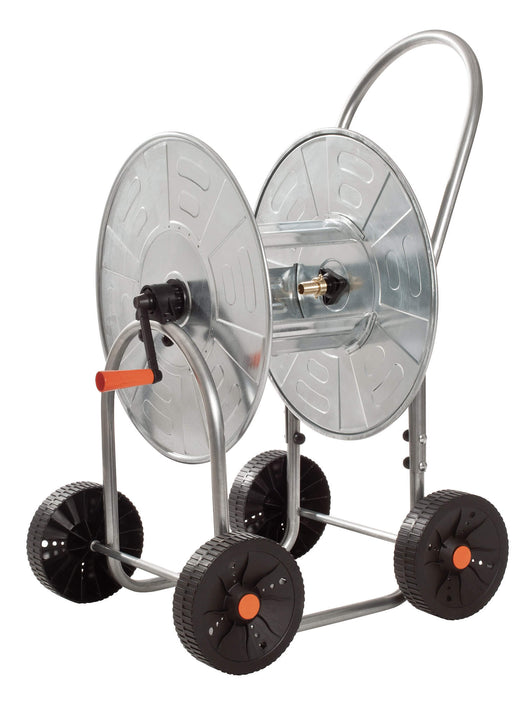 Carrello Avvolgitubo Manuale con Ruote 80 mt Tubo Ø3/4” in Acciaio Zincato Grigio Agrati