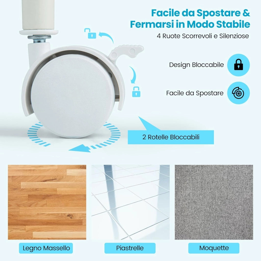Carrello con 6 Cassetti e Ruote, Cassettiera in Plastica, con Due Dimensioni di Cassetti, Contenitore Multiuso per Casa Bagno e Ufficio, 37 x 74 x 32cm (Morandi)