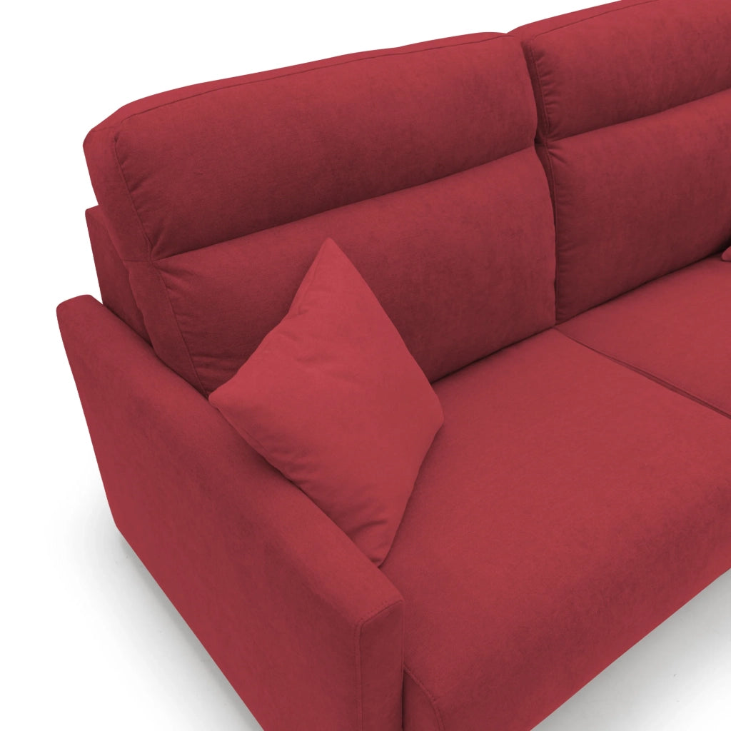 Margot Divano letto matrimoniale con schienale morbido alto in tessuto T02 196 cm (mat. 160x197) rosso