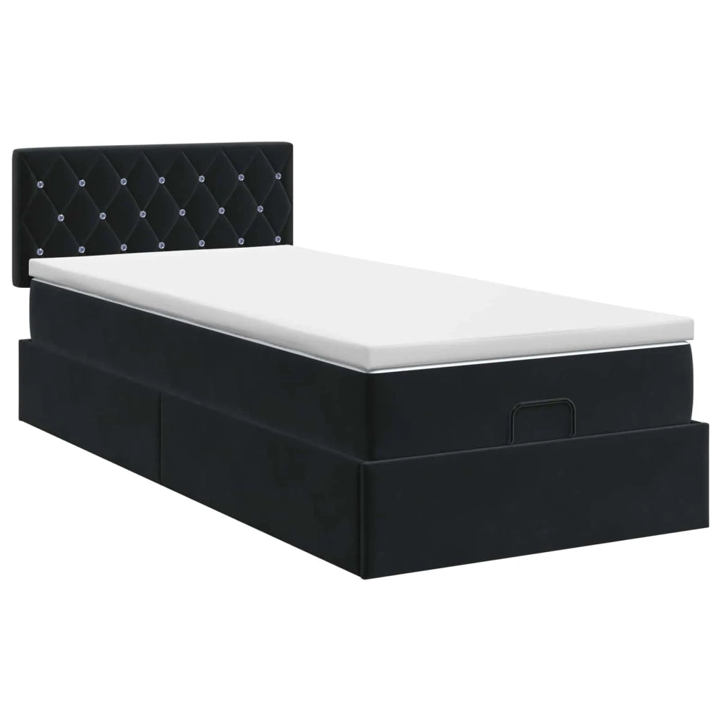 Letto ottomano con materasso Nero 80 x 200 cm Velluto 3456449