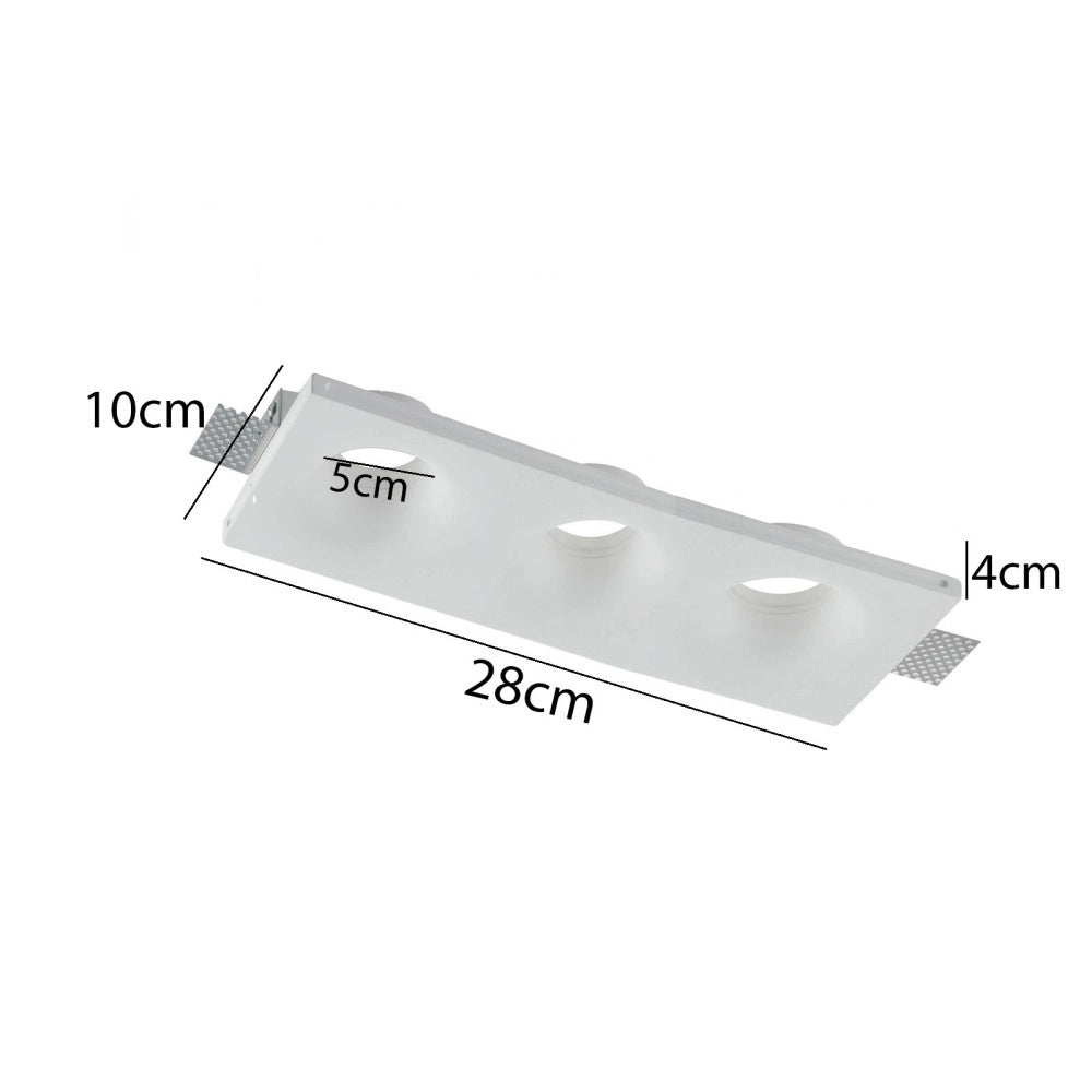 Trade Shop - Porta Faretto In Gesso A Scomparsa 3 Led Fori Da Incasso Soffitto Verniciabile -