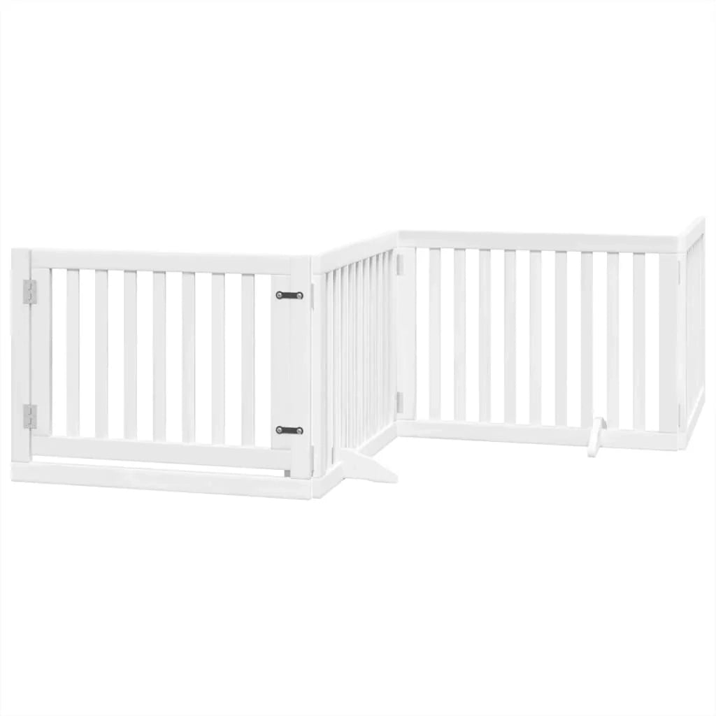 Cancelletto di sicurezza per animali domestici porta pieghevole 8 pannelli legno di pioppo bianco 02_0023263
