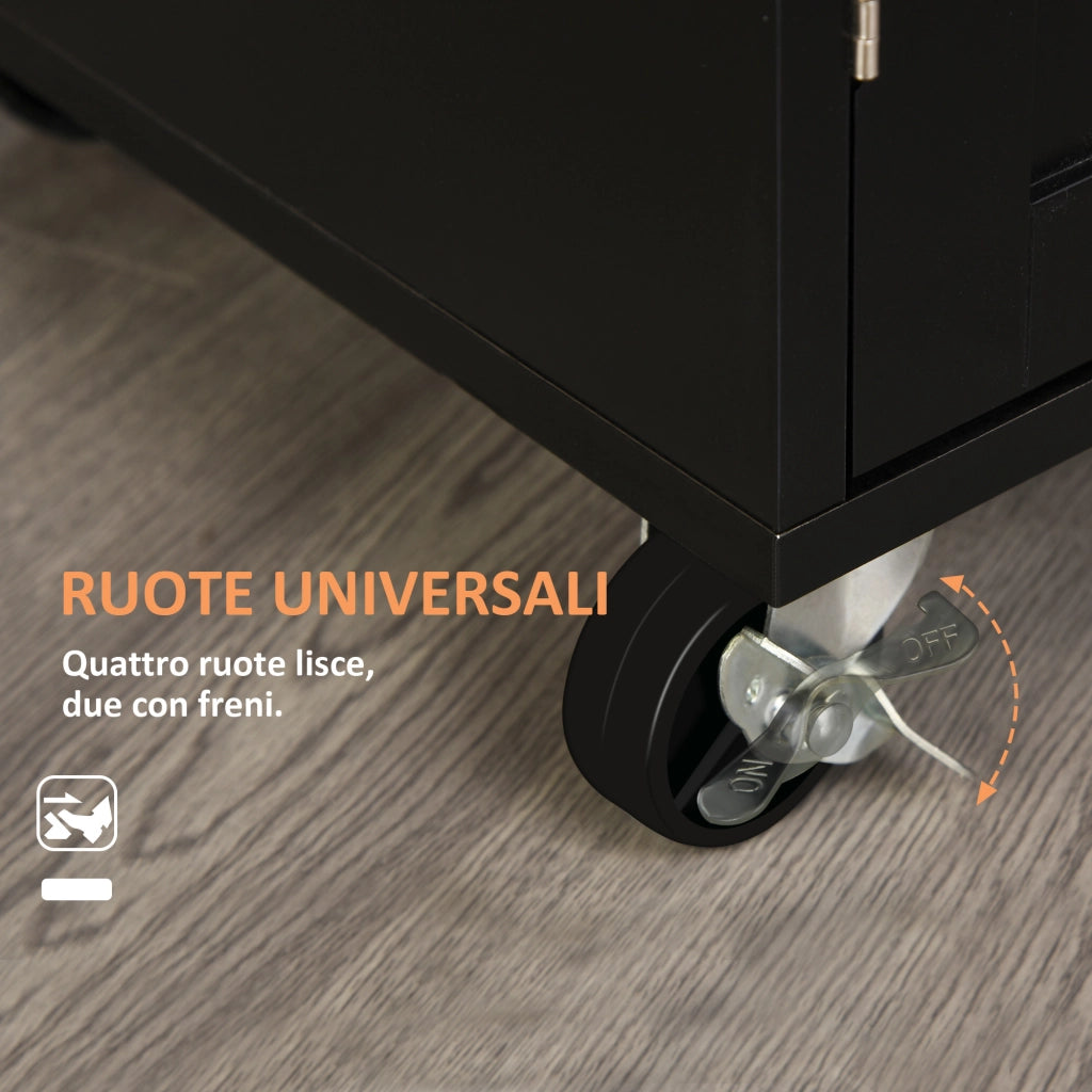 Carrello Cucina con Cassetto e Ante ¨C Zephmum ¨C Nero 83x45x91.5cm