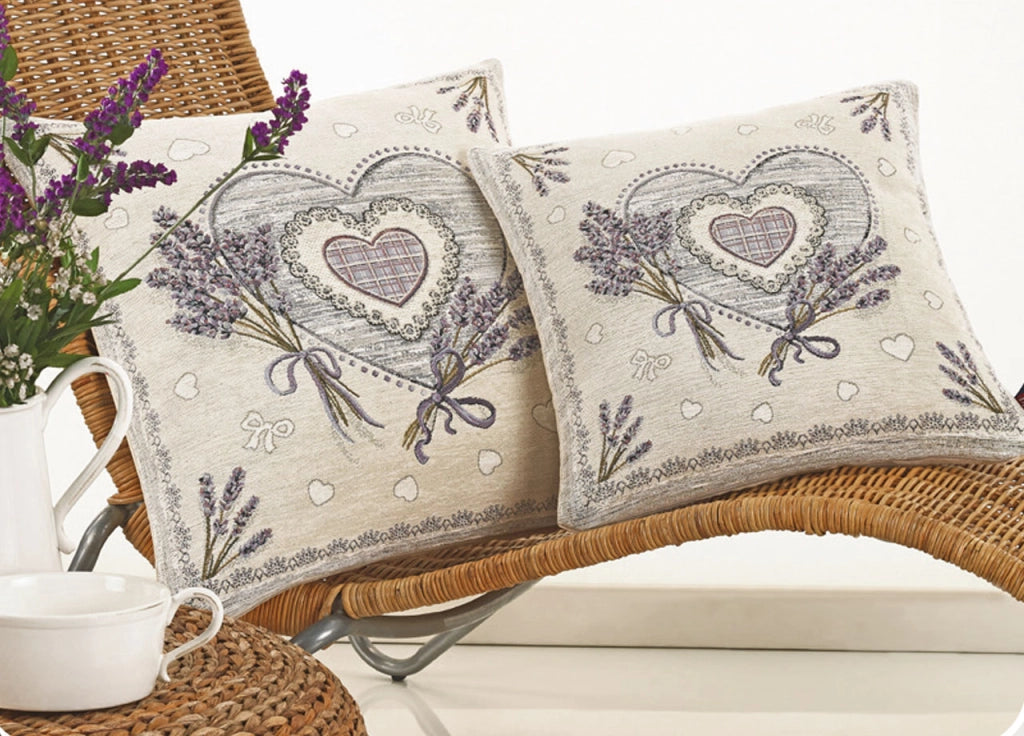Federa Cuscino Arredo Casa Fodera Tessuto Cinigliato Fantasia Floreale Lavanda - 50x50 - Lavanda