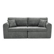 Divano relax 2 posti con tasca laterale; portabicchieri; USB e cuscini in chenille grigio