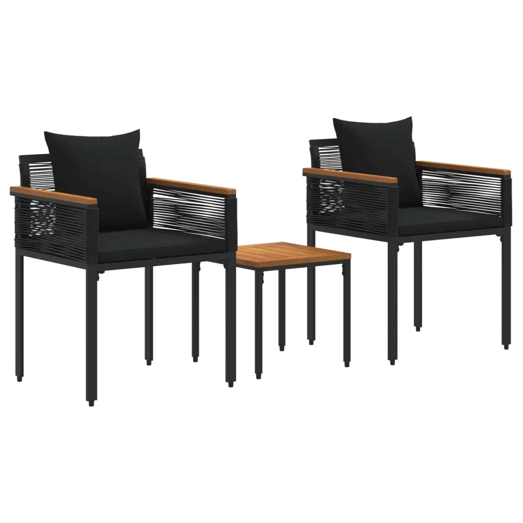 Set di Mobili da Esterno con cuscino 3 pcs Nero Rattan in PE