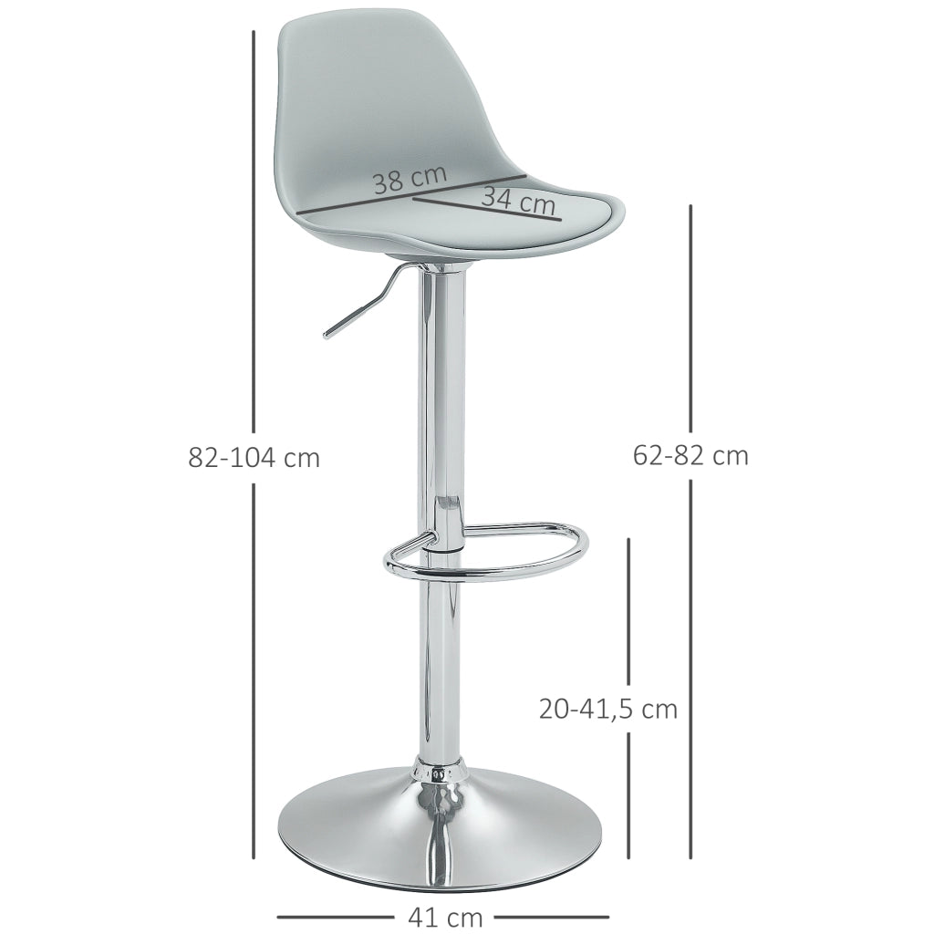 SGABELLO BAR Set da 2 pezzi Regolabile in altezza Grigio Ecopelle