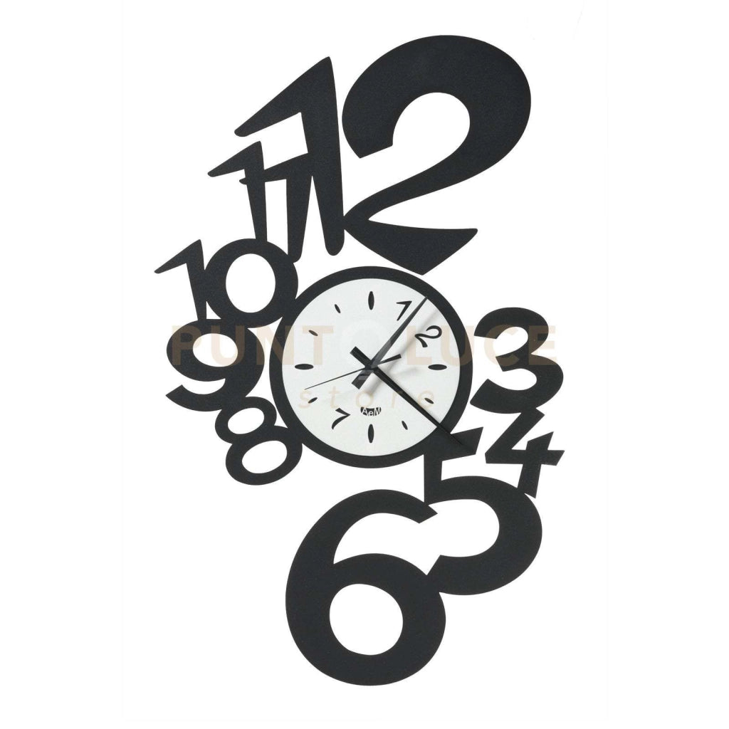 Orologio da parete di design Lupin grande Nero e bianco marmo