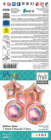 MA MAISON PALLONCINI HOLOGRAFICI ROSA ORO 1 CUORE, 2 STELLE, 2 ROTONDI 5 PZ 46X18 CM