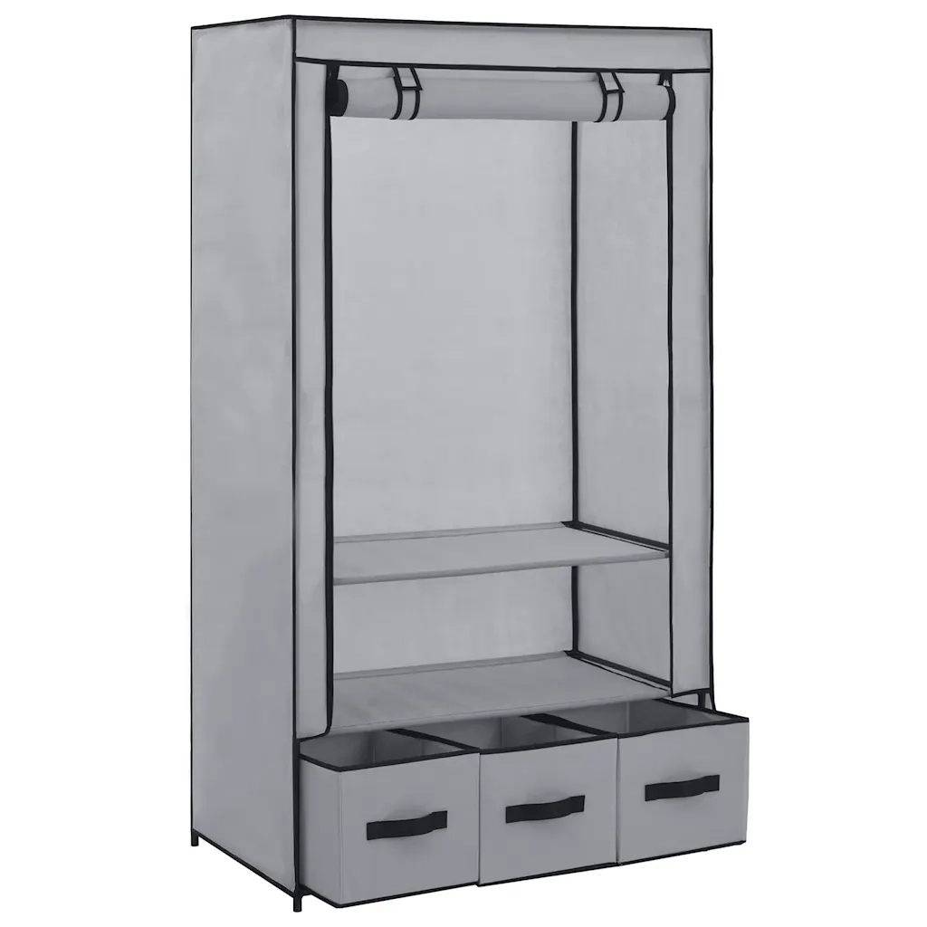 Armadio Grigio 87x49x159 cm in Tessuto 282460