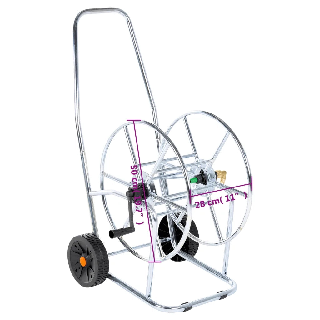 Carrello Avvolgitubo per Tubo Flessibile 80 m 3/4" in Acciaio CFW1708199