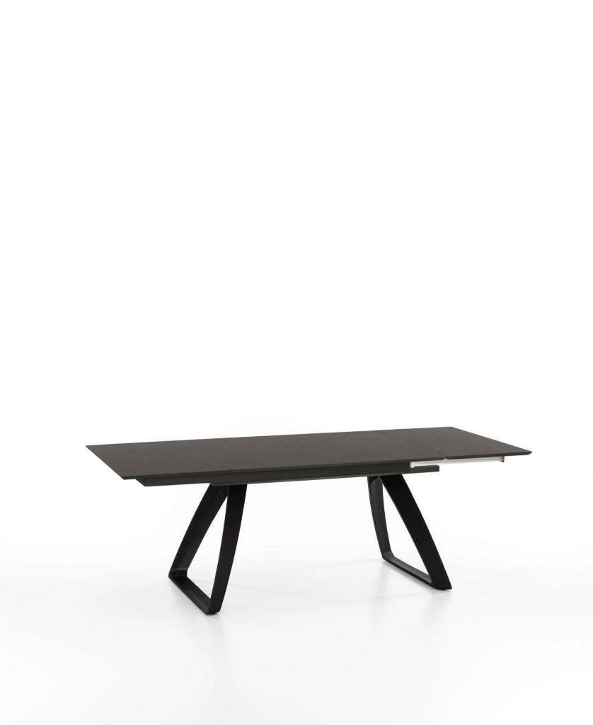 Tavolo Allungabile Barret Grigio Scuro 170/270x90 cm in HPL su MDF con Gambe in Metallo Verniciato Nero - Design Moderno Funzionale