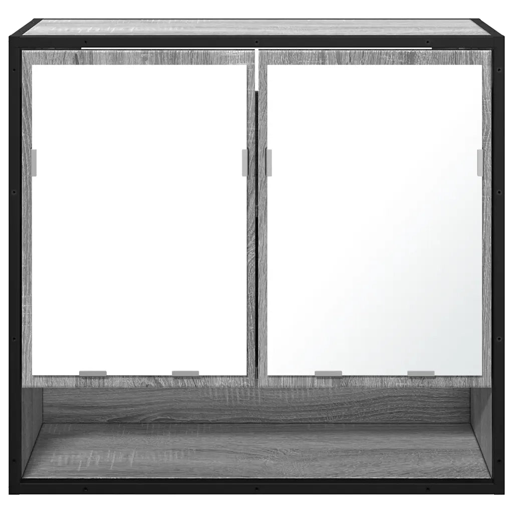 vidaXL Mobile Specchio da Bagno Grigio Sonoma 65x20x60 cm Multistrato