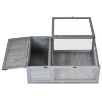 Casetta per Tartarughe con 2 Spazi, Gabbie per Piccoli Animali, in Legno Massello, 91 x 60,5 x 32 cm, Grigio