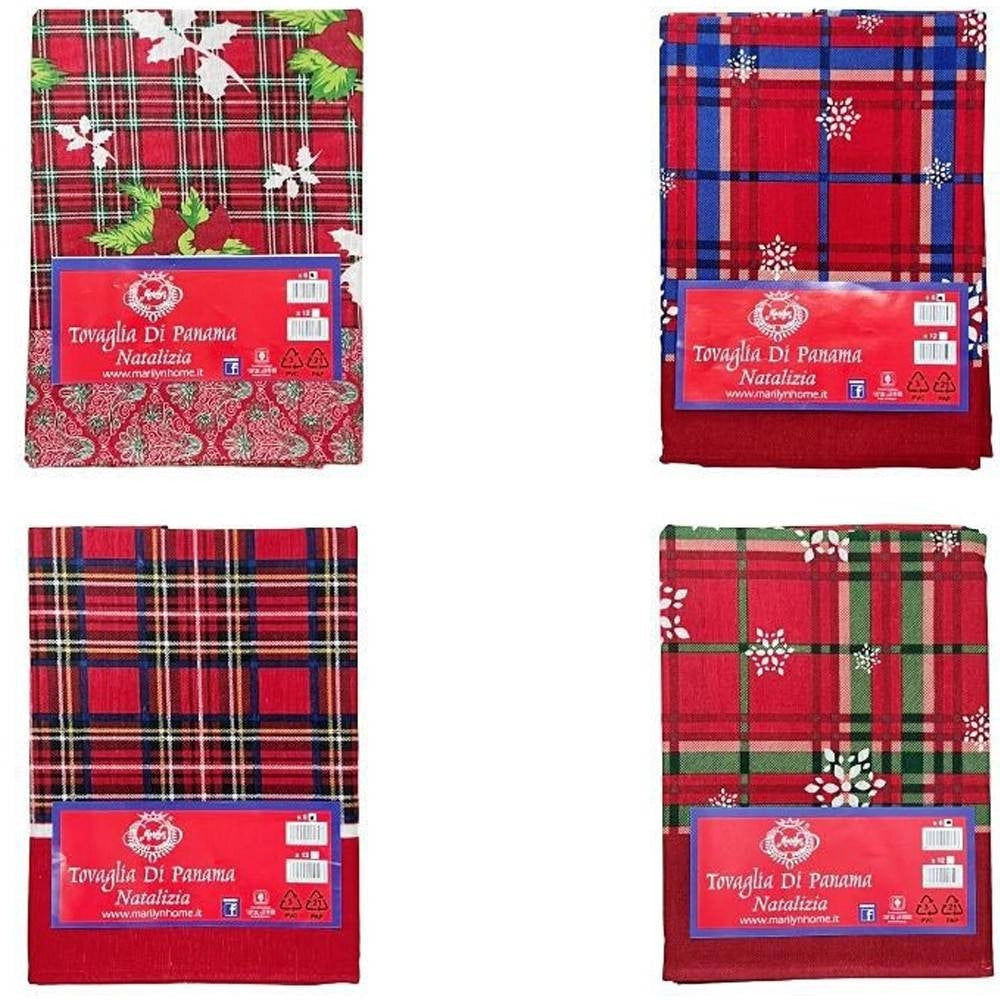 Trade Shop - Tovaglia Natalizia Panama Tessuto Resistente Tema Natale Varie Fantasie 6 Posti -