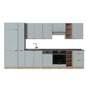 Cucina componibile Fame-Line Blu-grigio chiaro/Rovere dorato 355 cm, PL Antracite Vicco