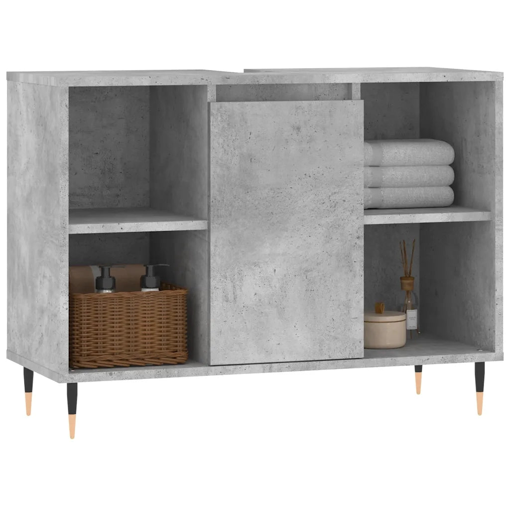 Armadietto da Bagno Grigio Cemento 80x33x60cm Legno Multistrato 831624