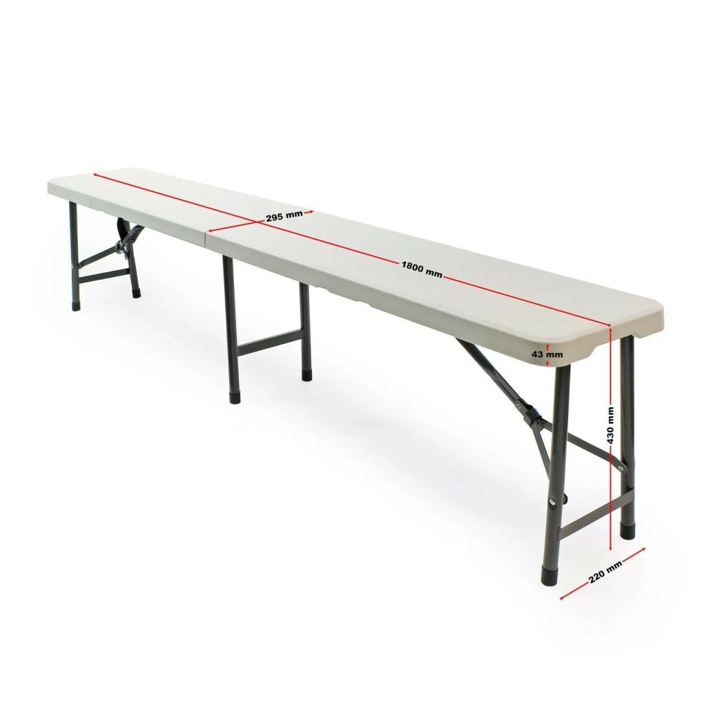 Panca da campeggio leggera e pieghevole, per feste in giardino, barbecue, picnic, 180 cm, bianco 16_0002207