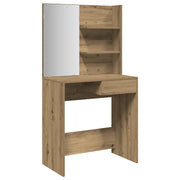 Toeletta | Tavolo da Trucco con Specchio Rovere Artigianale 74,5x40x141 cm