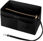 Organizzatore di borsa a mano, tas in tas, tas interno, borse interne, organizzatore di borsa con tasetto rimovibile e catena per chiavi (nero, M)