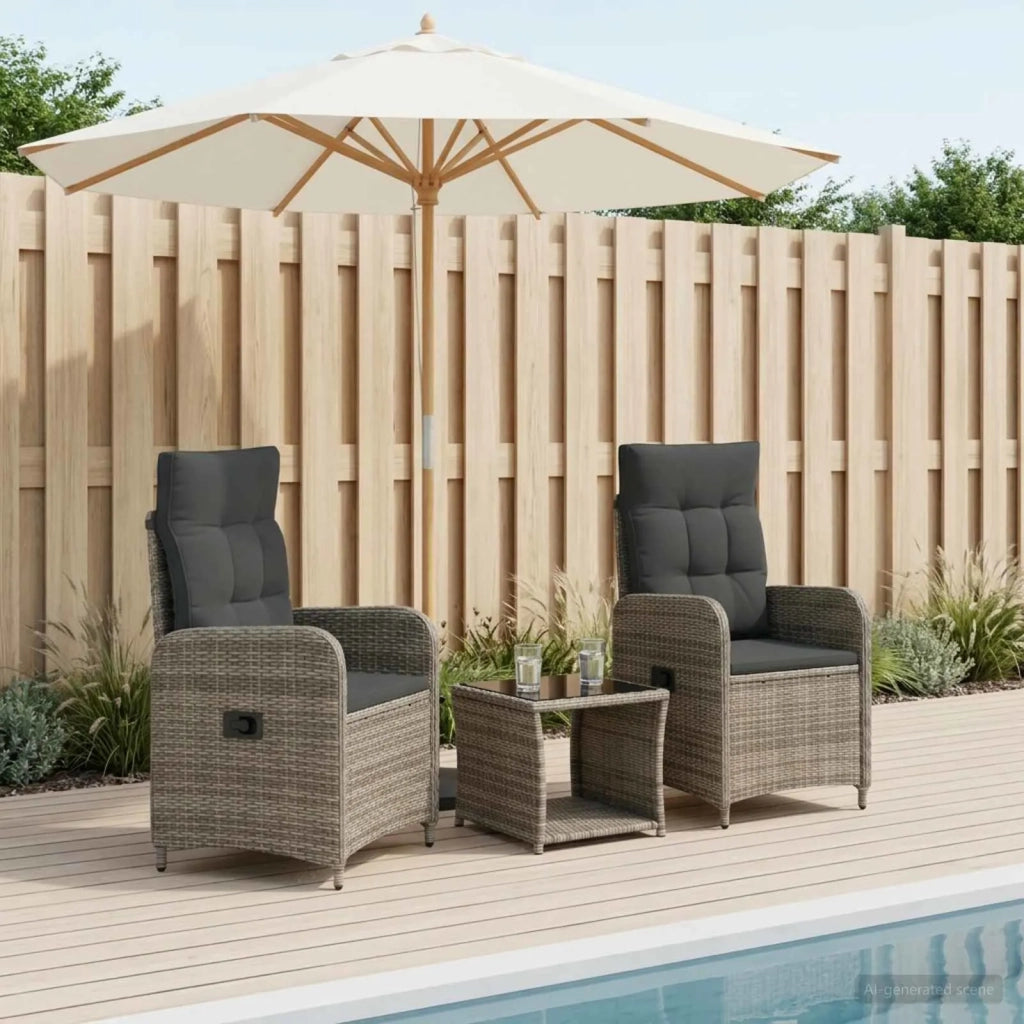 Set Lounge da Giardino 3 pz Grigio e Grigio Scuro 3422363