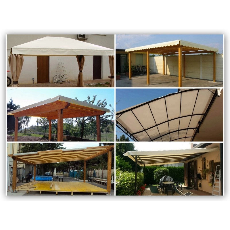 Telo PVC OSCURANTE Impermeabile Bianco | Telone Occhiellato Ogni 25CM 850g/mq | Copertura Esterna | 5x8m | Resistente Multiuso