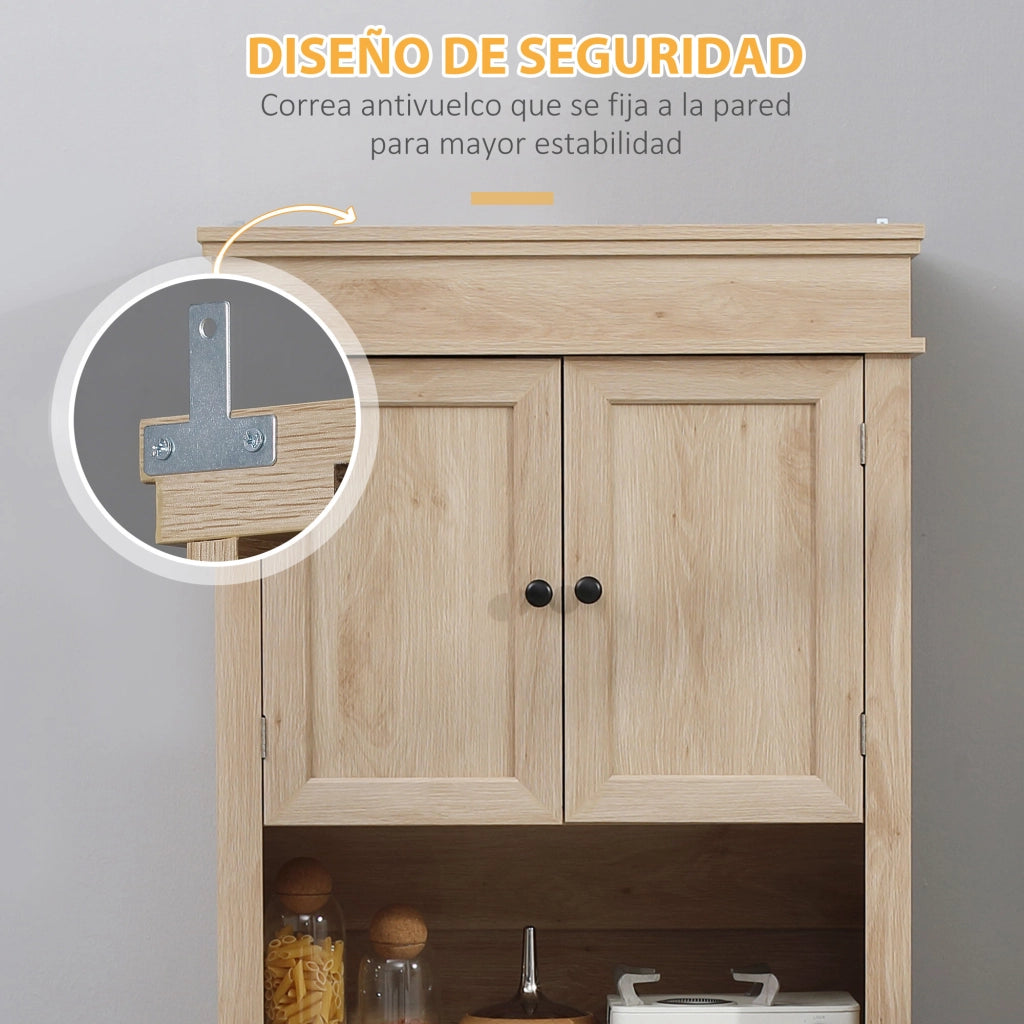 Armadio da Cucina con 4 Porte e Cassetto ¨C Zephmum ¨C 74x39,5x183 cm Roble