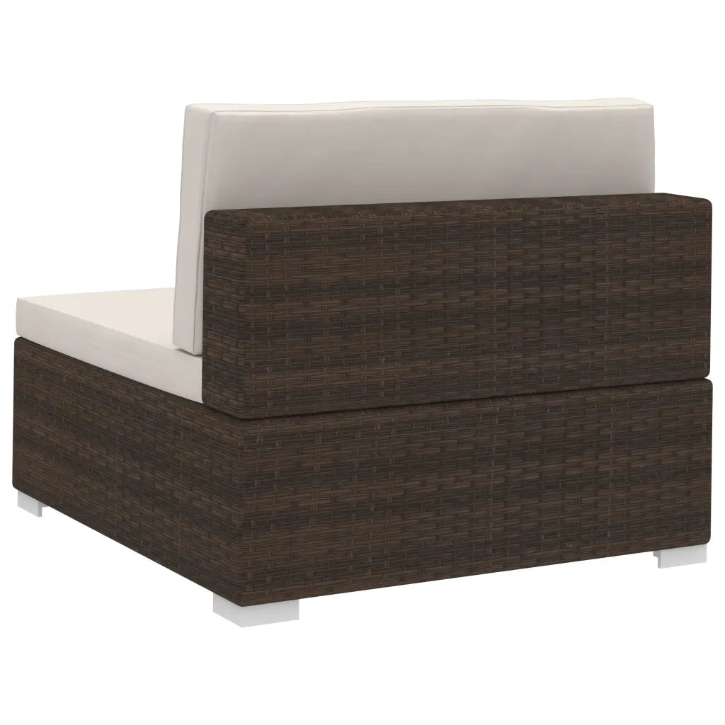 Set Divani da Giardino 4 pz con Cuscini in Polyrattan Marrone 47269