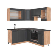 Cucina angolare completa Fame-Line Antracite rustico/Rovere dorato 190 x 60 cm, PL Antracite Vicco