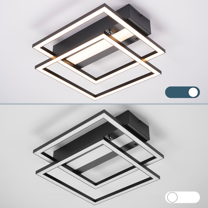 ZMH Lampada da soffitto LED 42W nera dimmerabile telecomando per cucina camera letto