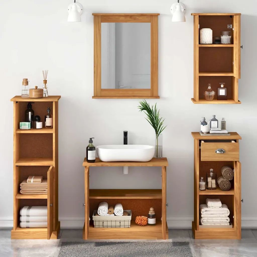 Set di mobili per il bagno con porta VIGO 5 pcs Marrone miele 3328547