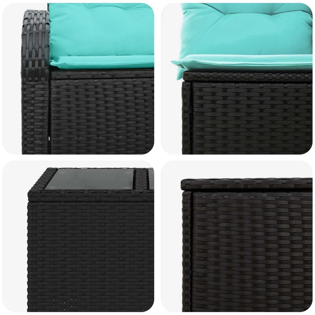 Set di divani 6 pz Nero e Blu Rattan sintetico e Acciaio 3447177