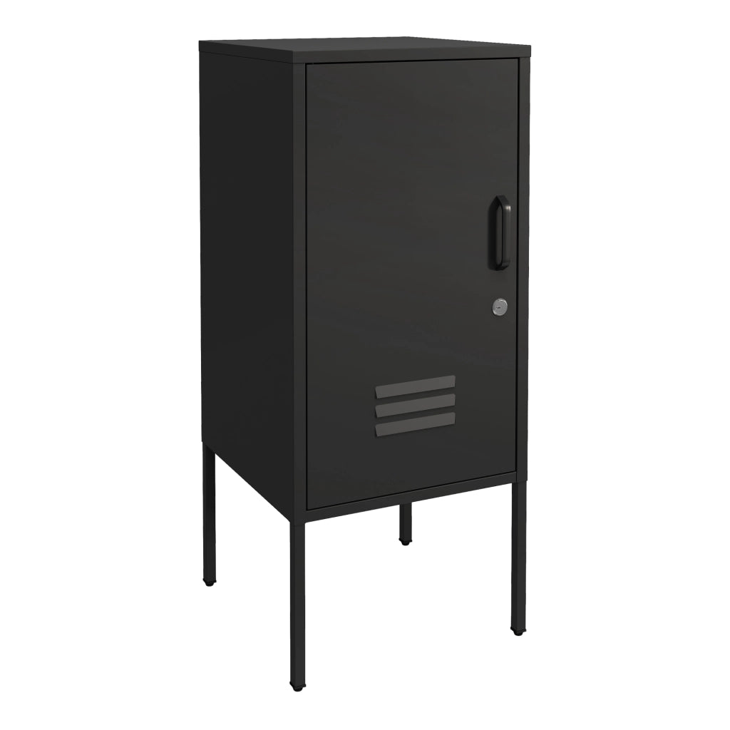 Armadietto Hausjärvi Comodino in Acciaio con Serratura Apertura Anta a Sinistra - Nero [en.casa]