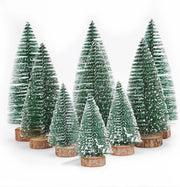 Mini Alberi di Natale Verdi - Miniatura Artefatto di Natale con Effetto Neve (3 Misure)