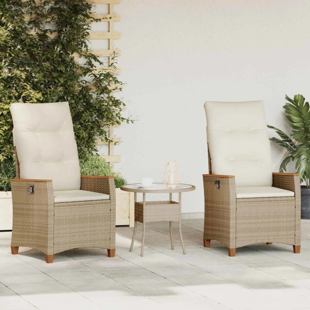 Sedia da Giardino | Sedie da Esterno reclinabile Beige e Crema 64 x 57,5 x 112 cm