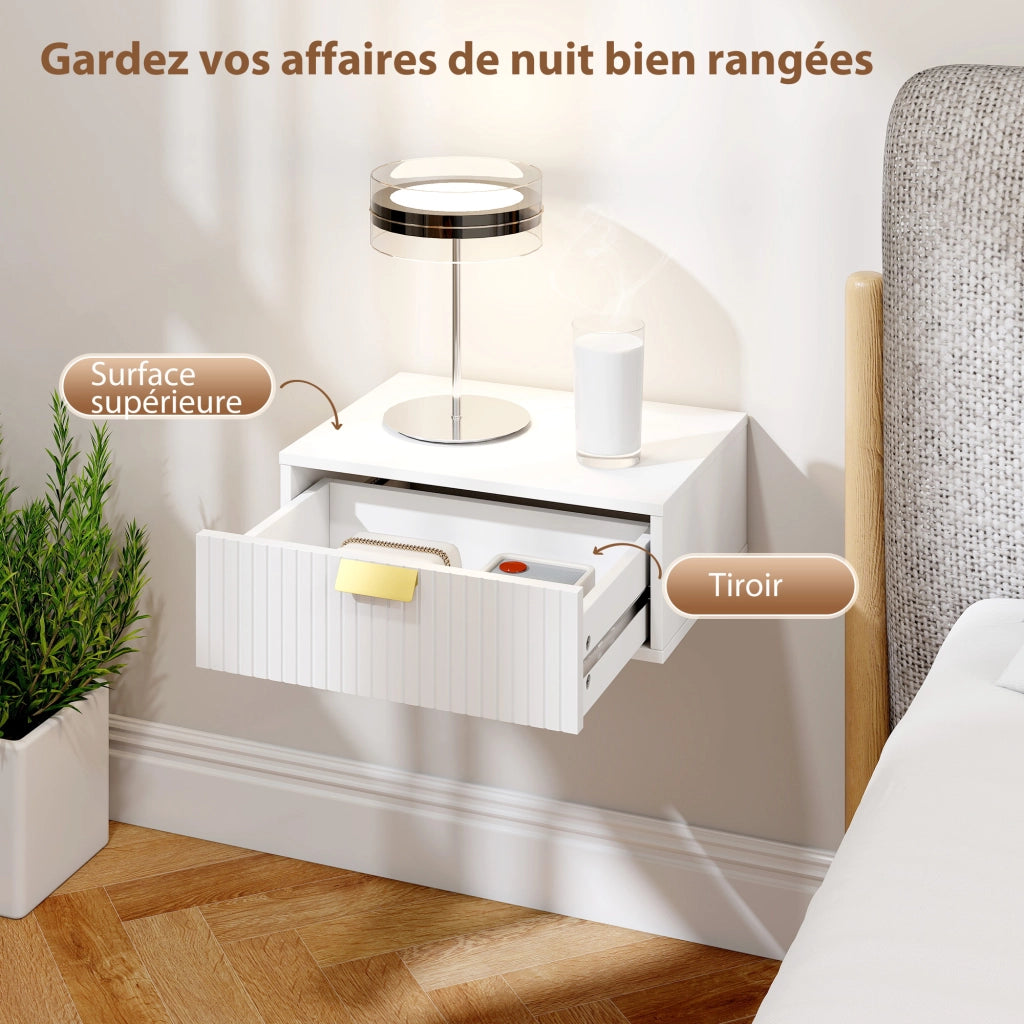 Comodini a muro con cassetto ¨C Zephmum ¨C Bianco 40x30x15 cm