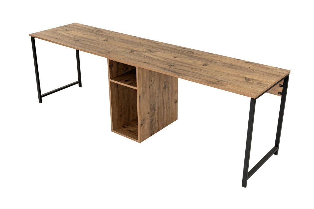 Scrivania in legno "Twin Study Desk" - 240 x 60 x 74 cm - Pino Atlantico Nero