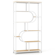 Libreria a U a 8 ripiani 95 x 30 x 175 cm funzionale elegante stile moderno realizzata in metallo e legno naturale lavorato 20_0018112