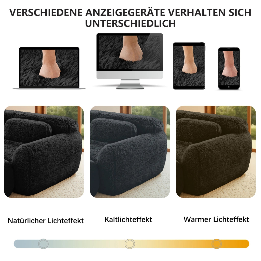 OKWISH Divano Modulare a U, senza Montaggio, Configurazione Libera con Cuscini e Base Antiscivolo, Peluche, Nero