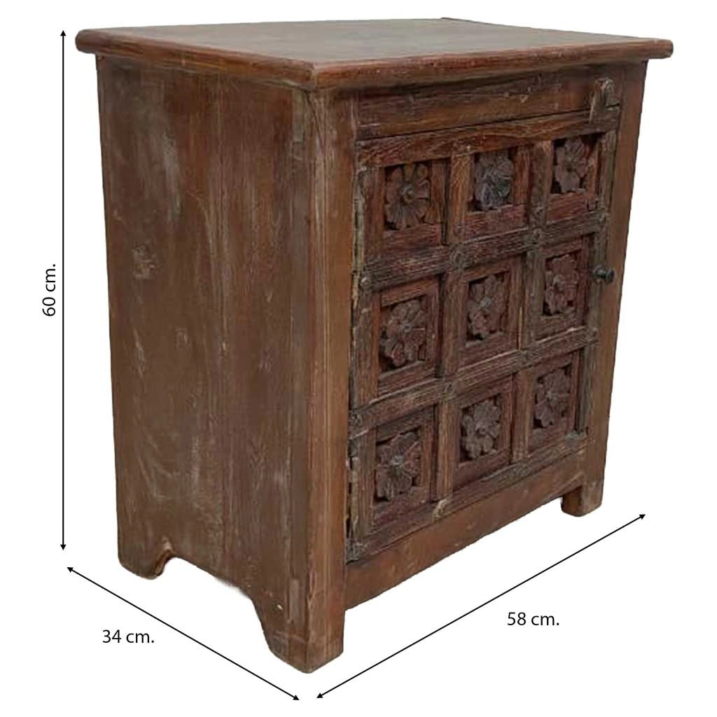 Comodino in legno fatto a mano58x34x60h cm