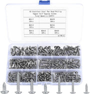 220 Pezzi Viti Autoalleviatrici per Lavorazione del Legno - Viti a Testa Piana in Acciaio Inox M3/M4/M5