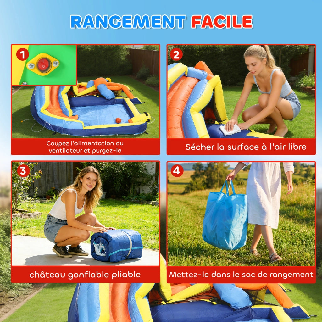 Castello gonfiabile 8 in 1 con scivolo e piscina ¨C zephmum ¨C Multicolore